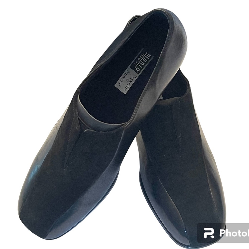 New Munro Solano Black Kid / Suede Upper Comfortable Dress Shoes Women’s Size 7W